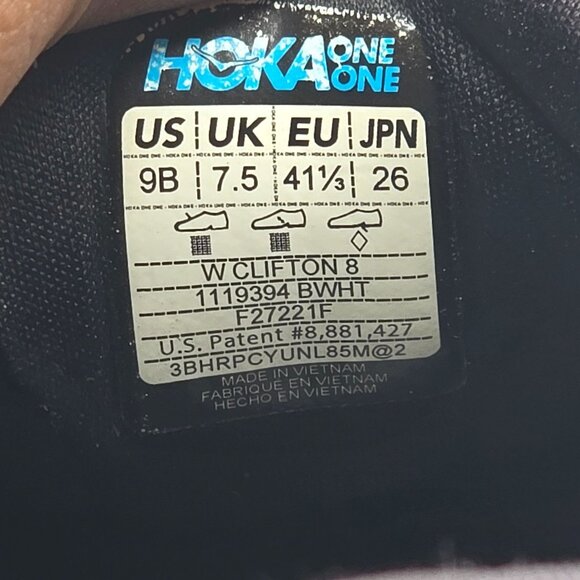 Hoka One One Clifton 8 Shoes Womans Size 9 B Black Athletic Shoes Running Walk - Picture 6 of 13